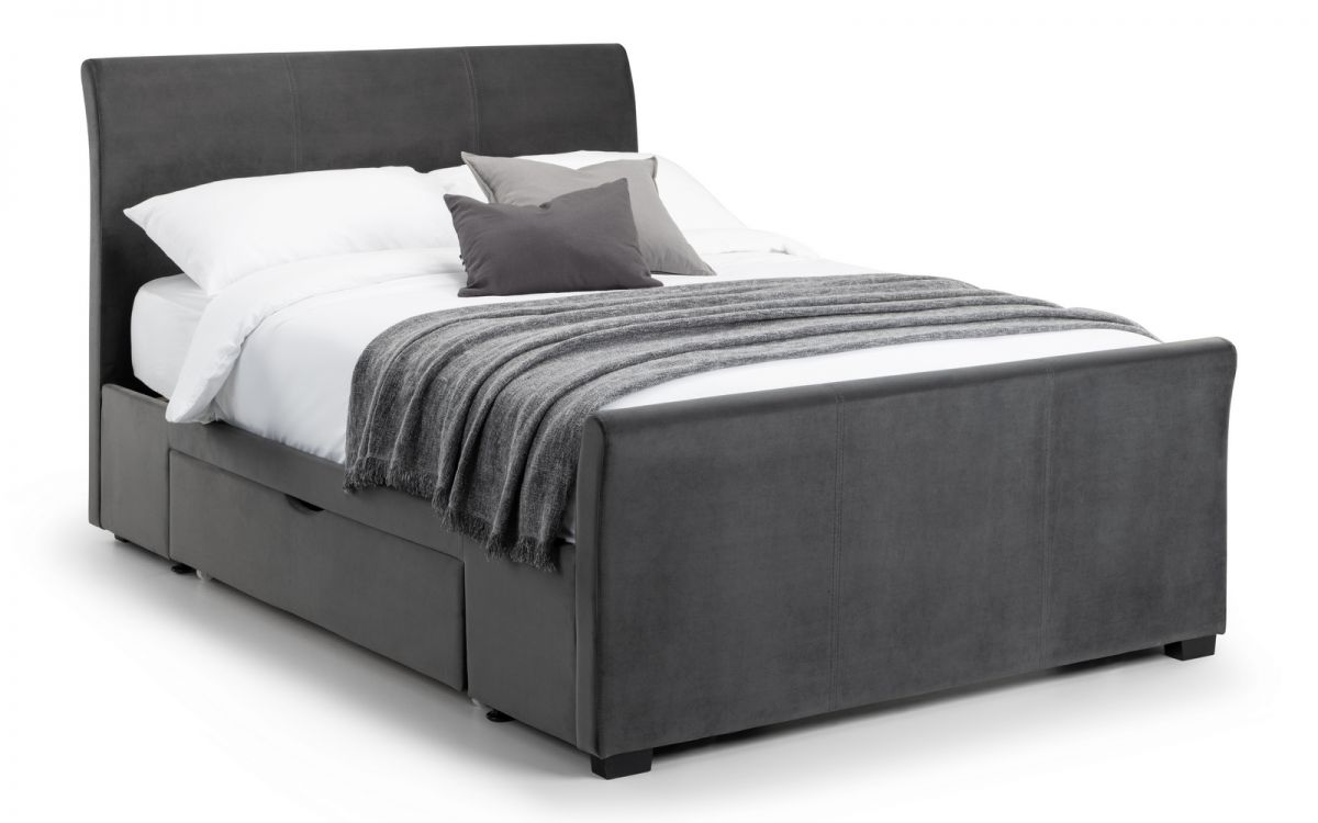 Capri 180Cm Bed In Dark Grey Velvet (Super King Size)
