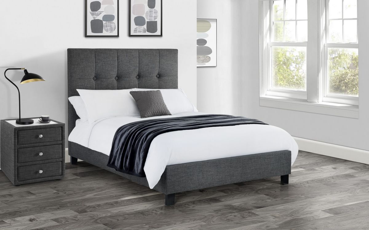 Sorrento High Headboard Bed 150cm (King Size) - Slate Linen