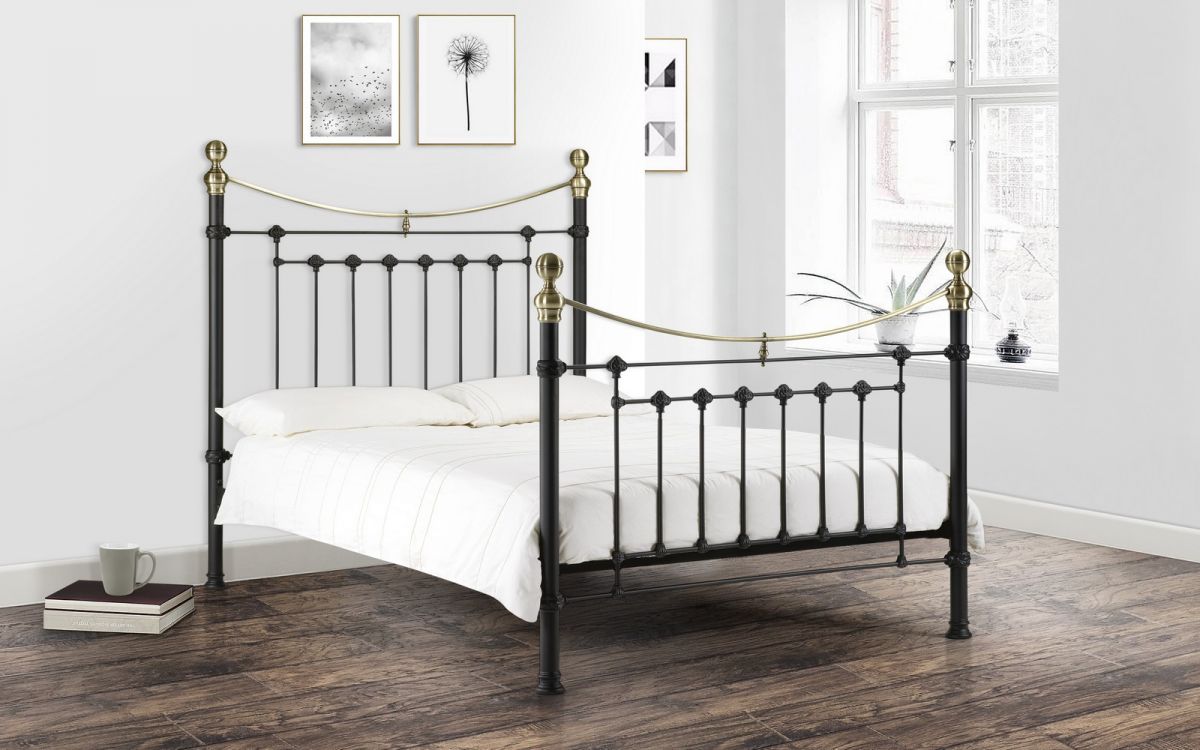 Victoria Satin Black Bed 135cm (Double)